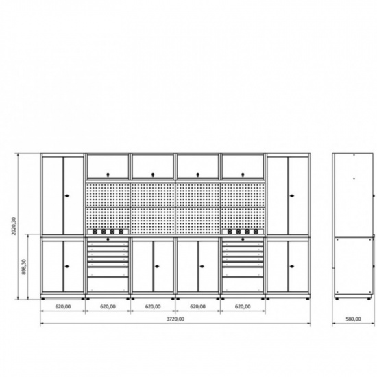 ROCK FORCE Верстак металический (H2020xW3720xD530 mm) RF-01Y0205 - 1