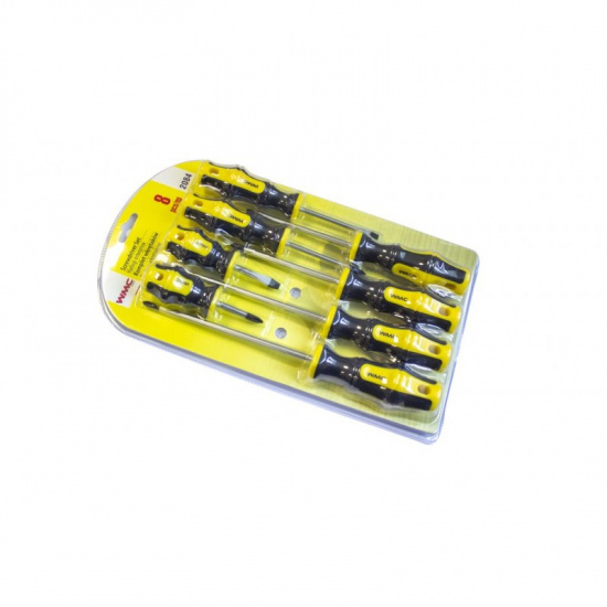 WMC TOOLS Набор отверток 8пр.(SL:5х75мм,6х100мм,6х150мм,6х38мм;PH:1х75мм,2х100мм,2х150мм,2х38мм),в блистере 2084 - 1
