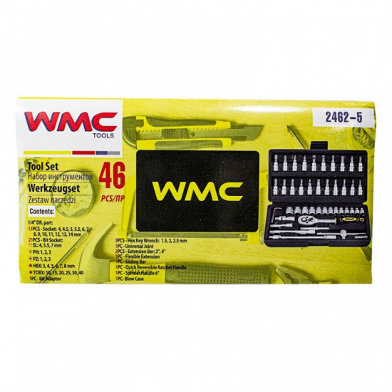 WMC TOOLS Набор инструментов 46пр. 1/4" (6гр.) (4-14мм) WMC-2462-5(New) - 1