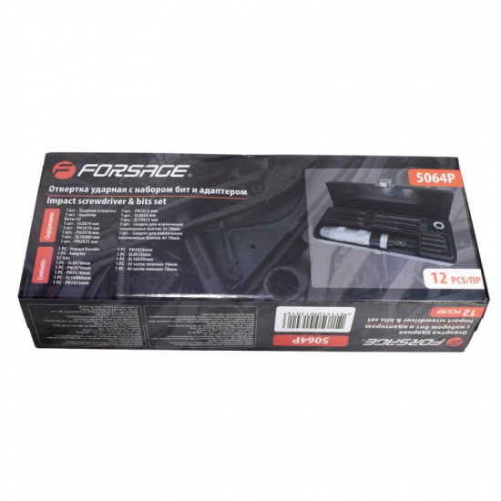 FORSAGE Отвертка ударная с комплектом бит и адаптером, набор 12пр. F-5064P - 1