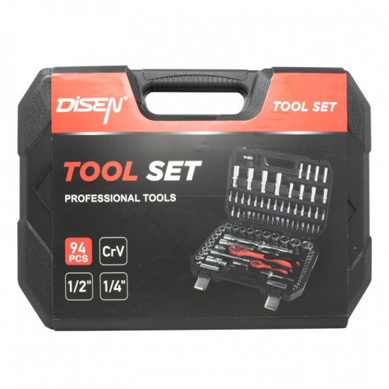 DISEN Набор инструментов 94пр.1/4"1/2" (6гр.)(4-32мм) DISEN-1094 - 1