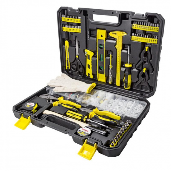WMC TOOLS Набор инструментов 1200пр.1/4''6гр (5-13мм)(шарнирно-губцевый, отвертки,биты,расходник,рулетка,уровень,ножовка) WMC-201200A - 1