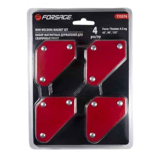 FORSAGE Набор магнитных держателей для сварочных работ 4пр.(4,5 кг.45гр.90гр.135гр.) в блистере F-115374 - 1