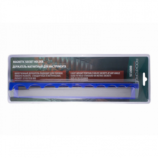ROCK FORCE Держатель магнитный для 10 головок 1/2"(321х37мм),в блистере RF-880012G - 1