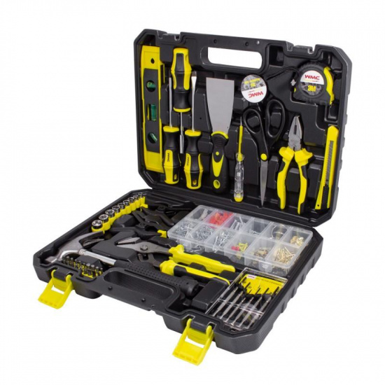 WMC TOOLS Набор инструментов 650пр.1/4"(6гр)(4-13мм,шарнирно-губцевый,отвертки,биты,рулетка,уровень,расходник) WMC-20650 - 1