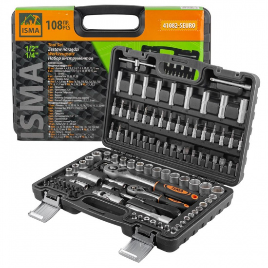 ISMA Набор инструментов 108пр. 1/4", 1/2" (6гр.) ISMA-41082-5EURO - 1