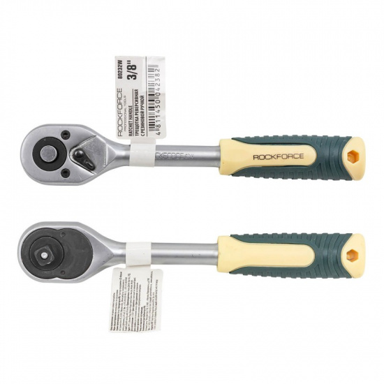 ROCK FORCE Трещотка реверсивная с резиновой ручкой 3/8" RF-80232W - 1