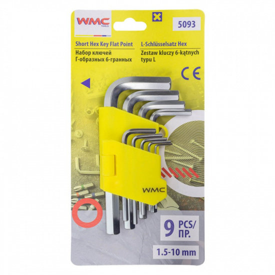 WMC TOOLS Набор ключей Г-образных 6-гранных 9пр. WMC-5093 - 1