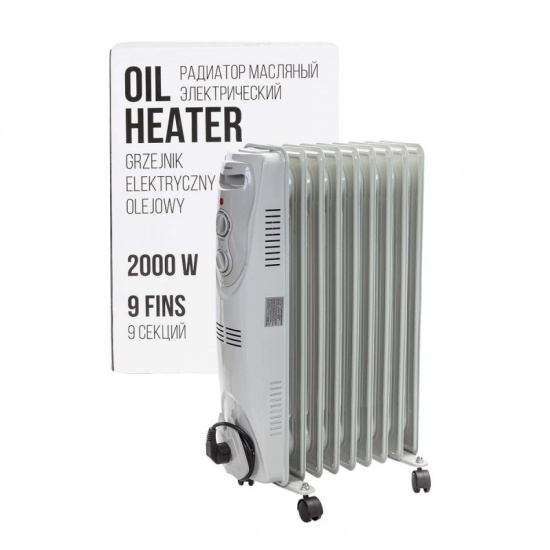 FORCEKRAFT Радиатор масляный электрический (220-240V,50/60Гц,2000Вт,9 секций 15х58см,3 режима нагрева,защ. от перегрева,40.5х24х62.5см) FK-YL-B08-9 - 1
