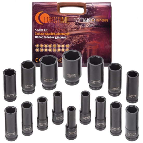 FORSTIME Набор головок ударных глубоких 16пр.1/2''(6-гр.) FT-4167-5MPB - 1