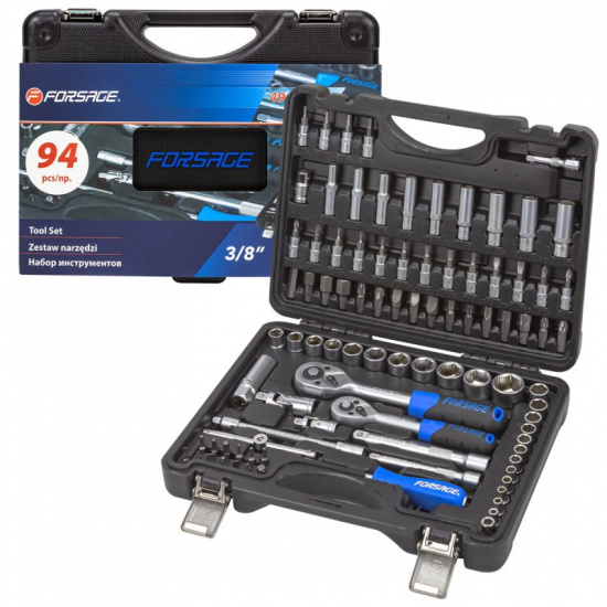 FORSAGE Набор инструментов 94 пр. 1/4" 3/8"(6гр.)(4-22мм) RF-41082-5DS F-4941-5DS - 1