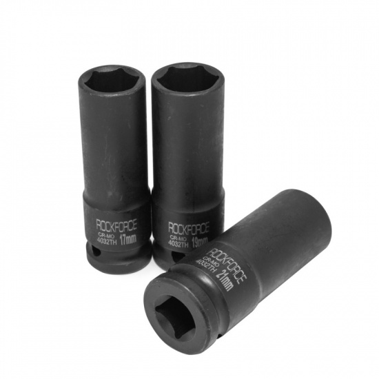 ROCK FORCE 1/2" Набор головок ударных тонкостенных 3пр., 1/2" (17,19,21мм, 6-гран.)в кейсе RF-4032TH - 1