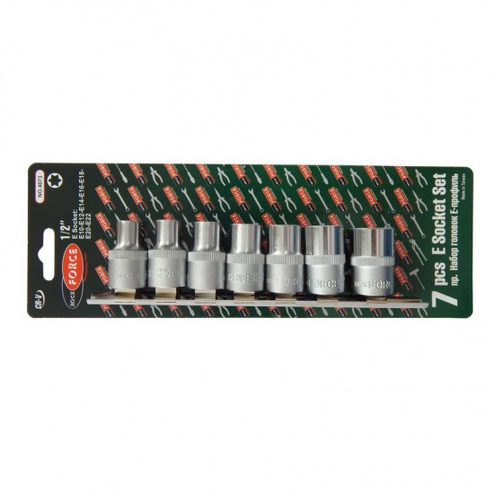ROCK FORCE Набор головок торкс 7пр. 1/2" (E10,E12,E14,E16,E18,E20,E22), на планке RF-4073 - 1