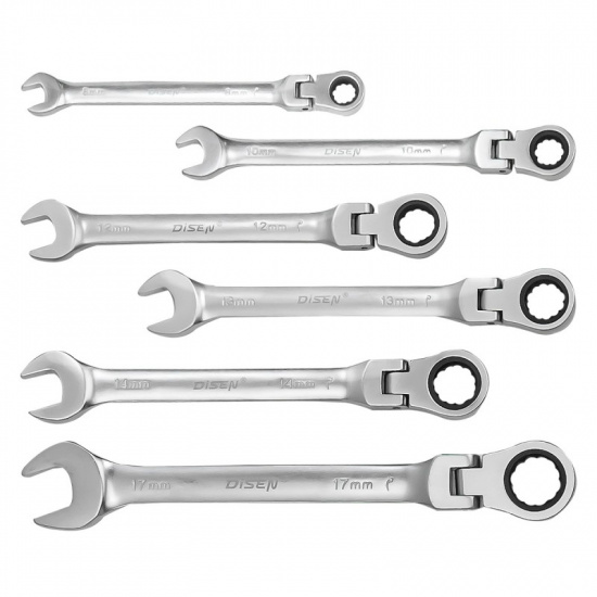 DISEN Ключи трещоточные с шарниром (8-17мм), набор 6пр. DSH1503F - 1