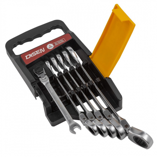 DISEN Ключи трещоточные с шарниром (8-17мм), набор 6пр. DSH1505F - 1
