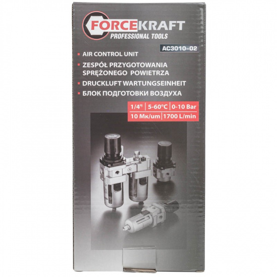 FORCEKRAFT Блок подготовки воздуха (фильтр-регулятор + лубрикатор) 1/4" FK-AC3010-02 - 1