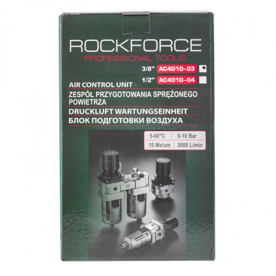 ROCK FORCE Блок подготовки воздуха (фильтр-регулятор + лубрикатор) 3/8" RF-AC4010-03 - 1