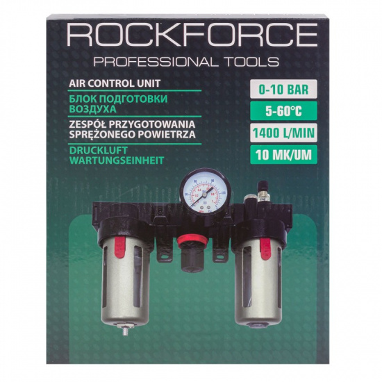 ROCK FORCE Блок подготовки воздуха (фильтр-регулятор + лубрикатор) 1/2" RF-BC4000 - 1