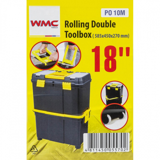 WMC TOOLS Ящик пластмассовый на колесах 18", 585x450x270мм WMC-PO.10M - 1