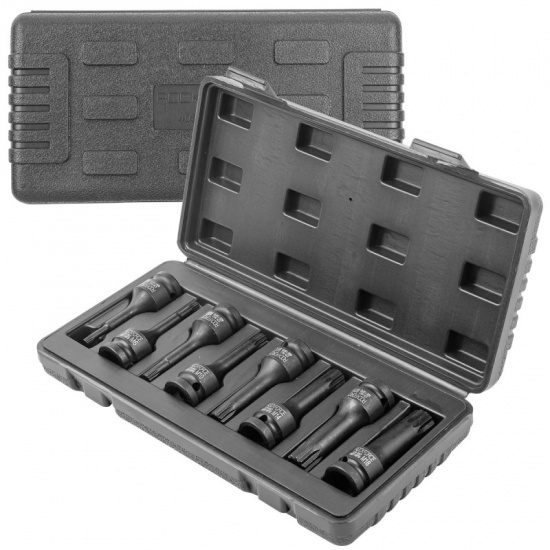 ROCK FORCE Набор головок-бит SPLINE ударных 8пр.,1/2"(M5, M6, M8, M10, M12, M14, M16, M18), в кейсе RF-40811MPB - 1