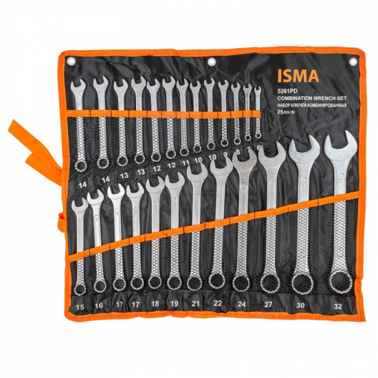 ISMA Ключи комбинированные, набор 25пр. (6-32мм) ISMA-5261PD - 1