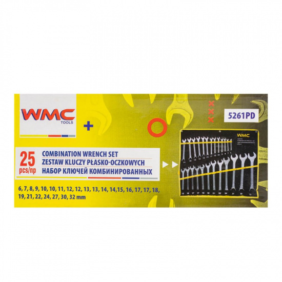 WMC TOOLS Ключи комбинированные, набор 25пр. (6-32мм) WMC-5261PD - 1