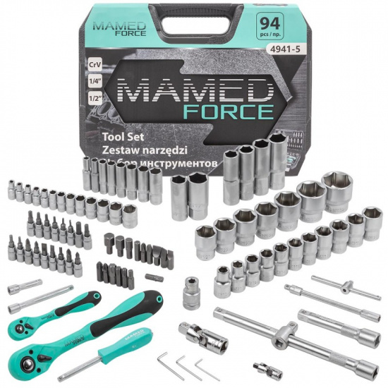 MAMEDFORCE Набор инструментов PROFI 94пр. 1/4",1/2"(6гр)(4-32мм) MF-4941-5 - 1