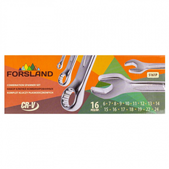 FORSLAND Ключи комбинированные, набор 16пр. (6-19, 22, 24мм) Forsland-5161P - 1