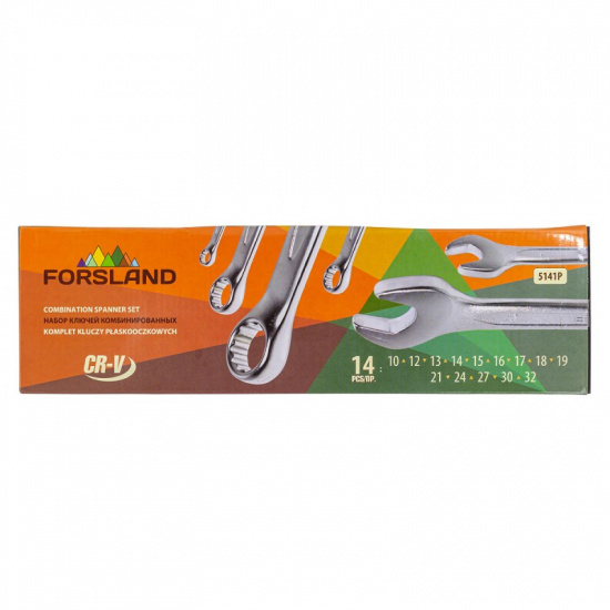 FORSLAND Ключи комбинированные, набор 14пр. (10, 12-19, 21, 24, 27, 30, 32мм) Forsland-5141P - 1