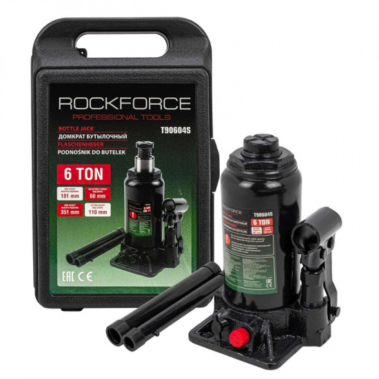 ROCK FORCE Домкрат бутылочный 6т в кейсе RF-T90604-S - 1