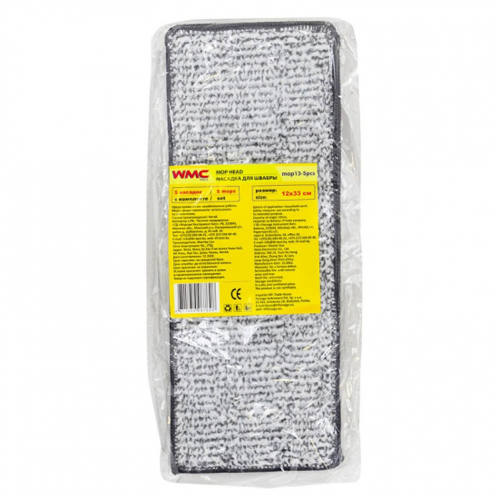 WMC TOOLS Накладка сменная из микрофибры для швабры WMC-13 (5 шт/к-т) WMC-mop13-5pcs - 1