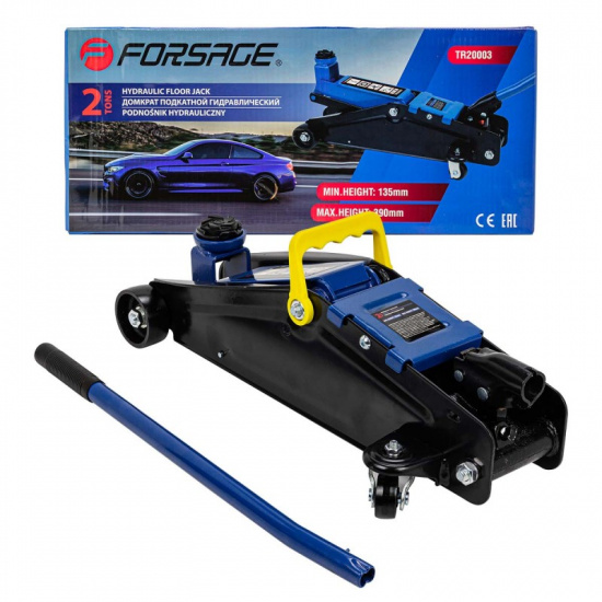 FORSAGE Домкрат подкатной гидравлический 2т (h min 135мм, h max 390мм) F-TR20003 - 1