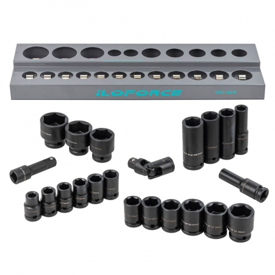 ILOFORCE Головки ударные 1/2", набор 22 пр. (6-гр.) IF-50221MPB - 1