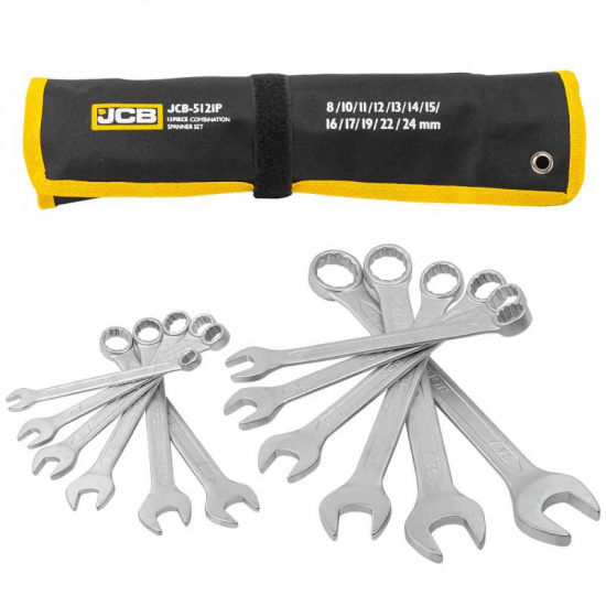 JCB Ключи комбинированные, набор 12пр. (8, 10-17, 19, 22, 24мм) JCB-5121P - 1