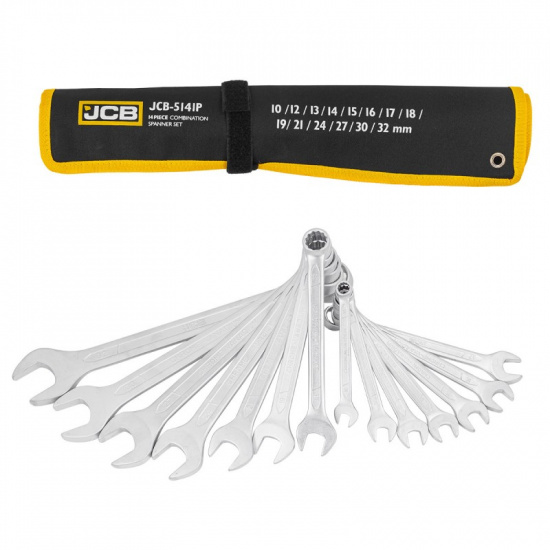 JCB Ключи комбинированные, набор 14пр. (10, 12-19, 21, 24, 27, 30, 32мм) JCB-5141P - 1