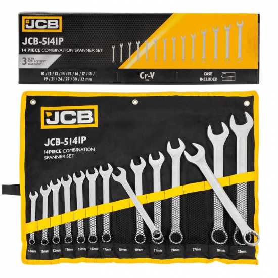 JCB Ключи комбинированные, набор 14пр. (10, 12-19, 21, 24, 27, 30, 32мм) JCB-5141P - 1