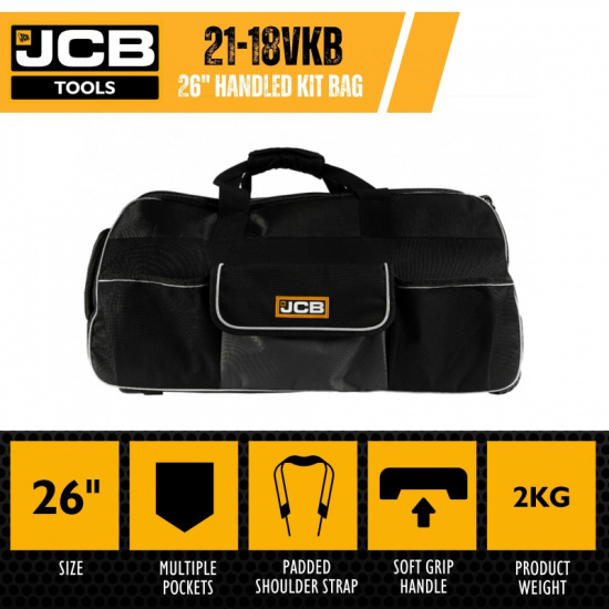 JCB Сумка дорожная для инструмента 26" с плечевым ремнем и выдвижной ручкой, водостойкая (емкость 90л) JCB-18VKB - 1