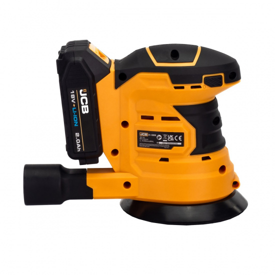 JCB Шлиф.машина орбит.аккум(18OS-B-E) 18V, 0-10 000об/мин,диаметр диска 125мм в к-те с зарядным у-вом (JCB-18VFC-E)2.4A и батареей аккум.(JCB-20LI-E)2.0AH JCB-18OS-2XB-E - 1