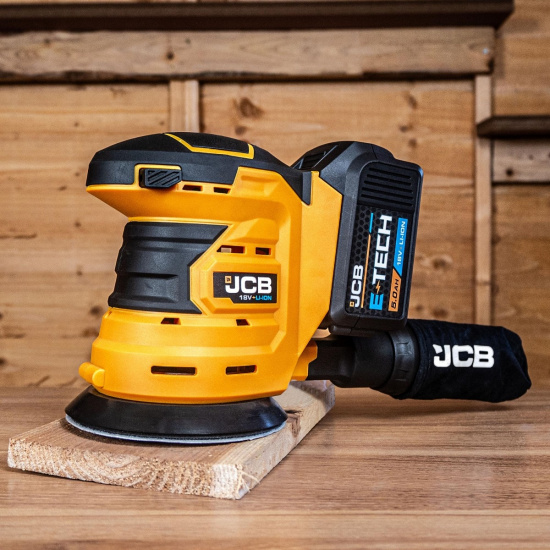 JCB Шлифмашина орбитальная аккумуляторная 18V, 0-10 000об/мин, диаметр диска  125 мм, без аккумулятора JCB-18OS-B-E - 1
