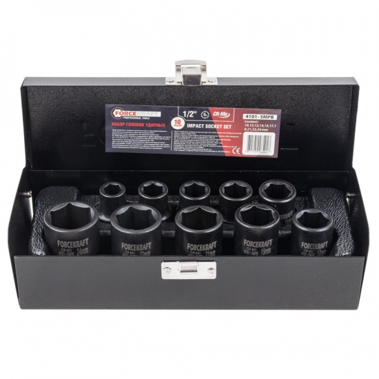 FORCEKRAFT Головки ударные, набор 10пр., 1/2" (6гр.) FK-4101-5MPB - 1