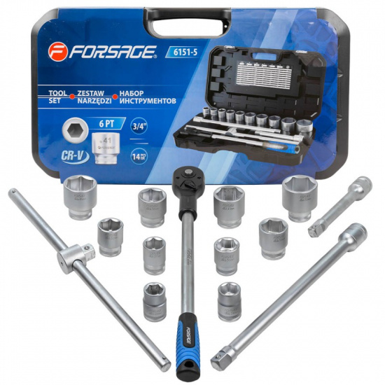 FORSAGE Набор инструментов 14пр. 3/4" (6гр.) F-6151-5 - 1