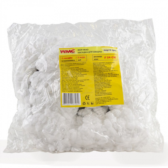 WMC TOOLS Накладка сменная из микрофибры для швабры WMC-19 (2 шт/к-т) WMC-mop19-2pcs - 1