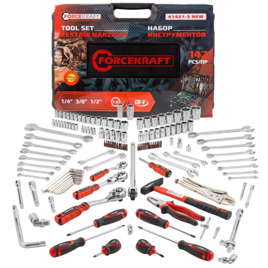 FORCEKRAFT Набор инструментов в пластиковом кейсе (142 предметов) FK-41421-5 new - 1