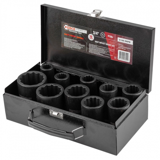 FORCEKRAFT Головки ударные глубокие, набор 10пр., 3/4" (12гр.) FK-6108-9MPB - 1