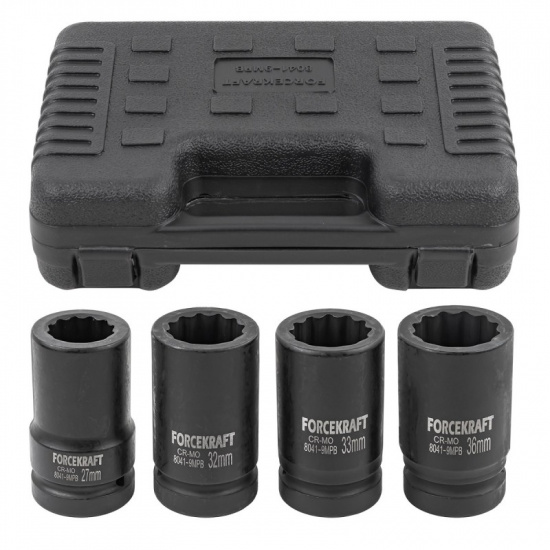 FORCEKRAFT Головки ударные глубокие, набор 4пр., 1" (12гр.) FK-8041-9MPB - 1