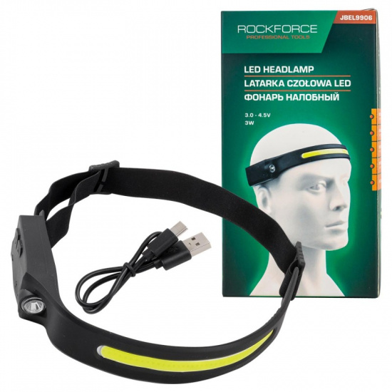 ROCK FORCE Фонарь налобный ударопрочный (3-4.5V, 3W, IPX4) RF-JBEL9906 - 1
