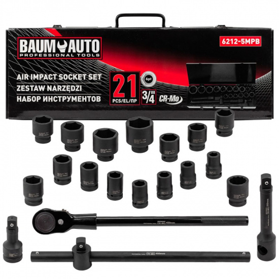 BAUMAUTO Набор инструментов ударных 21пр. 3/4" (6гр.) BM-6212-5MPB - 1