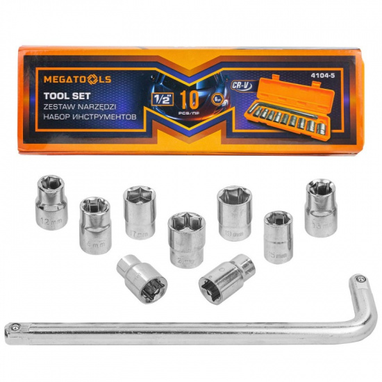 MEGATOOLS Набор инструментов 10пр, 1/2" ( 6гр.) MT-4104-5 - 1