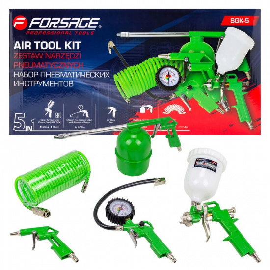 FORSAGE Краскораспылитель H-827-2V c верхним пластиковым бачком 600мл в комплекте с аксессуарами, набор 5пр. F-SGK-5 - 1