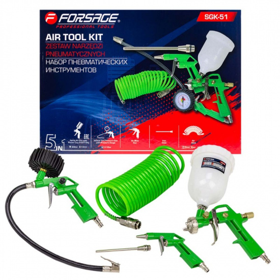 FORSAGE Краскораспылитель H-827-2V c верхним пластиковым бачком 600мл в комплекте с аксессуарами, набор 5пр. F-SGK-51 - 1
